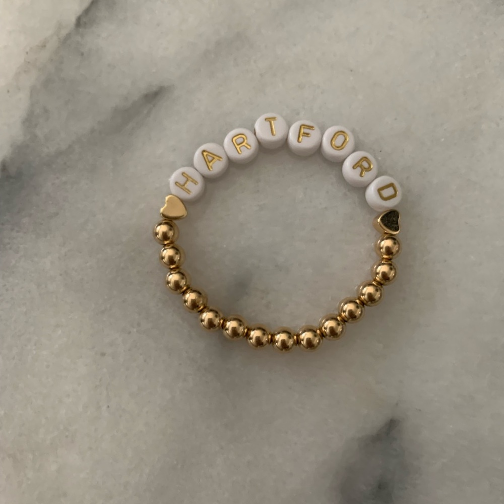 Personalized name bracelet with 14K gold balls 5mm